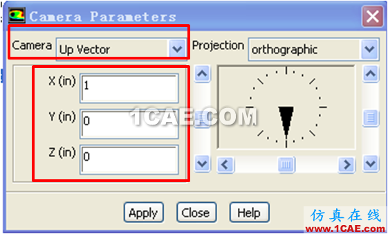 FLUENT中用camera parameter將視圖精確旋轉(zhuǎn)90度