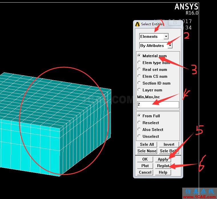 Ansys APDL如何只查看某種材料的網(wǎng)格？ansys分析案例圖片1