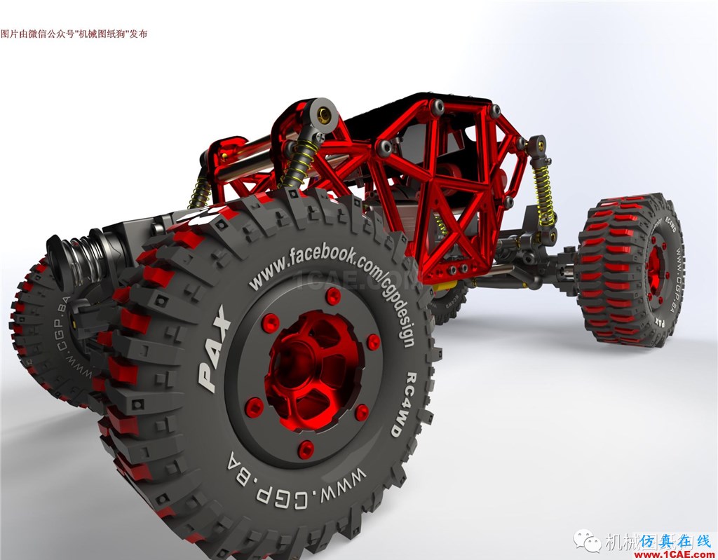 【RC遙控車】遙控大腳攀爬模型車3D圖紙 SOLIDWORKS設(shè)計(jì)solidworks simulation分析案例圖片1