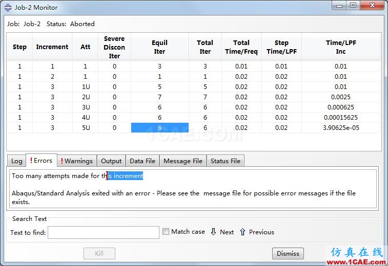ABAQUS中出現(xiàn)Too many attempts made for this increment錯誤是什么原因?abaqus有限元圖片1