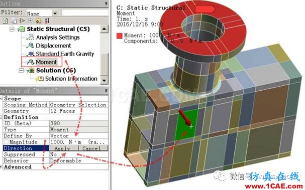 workbench中以云圖形式顯示網(wǎng)格質(zhì)量，扭矩荷載的施加 ansys結(jié)果圖片10