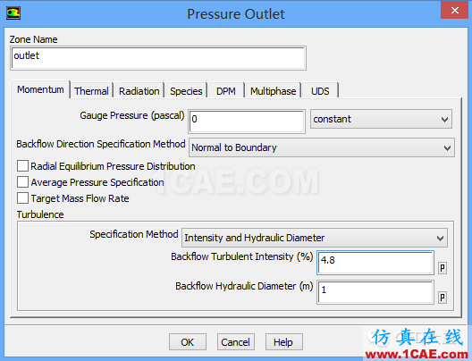 Fluent邊界條件設(shè)置（三）——壓強出口邊界條件（Pressure Outlet）fluent分析案例圖片1