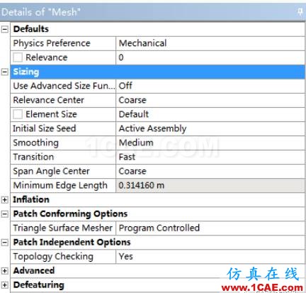 【技術篇】Mesh結構總體網(wǎng)格控制ansys仿真分析圖片1